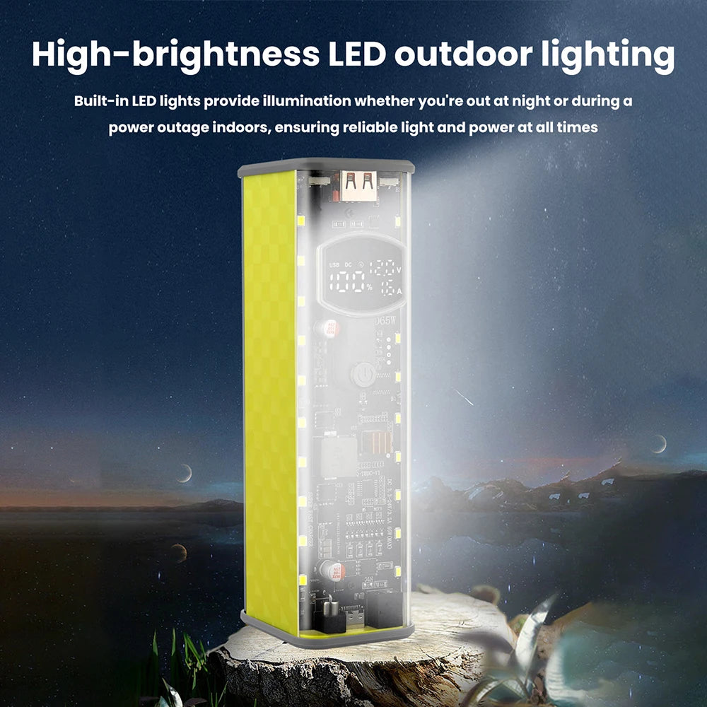 PD 65W DIY Battery Box DC Port Fast Charging Transparent Power Bank Shell Weld-Free 8-Cell 18650 Battery Case Oasis Select