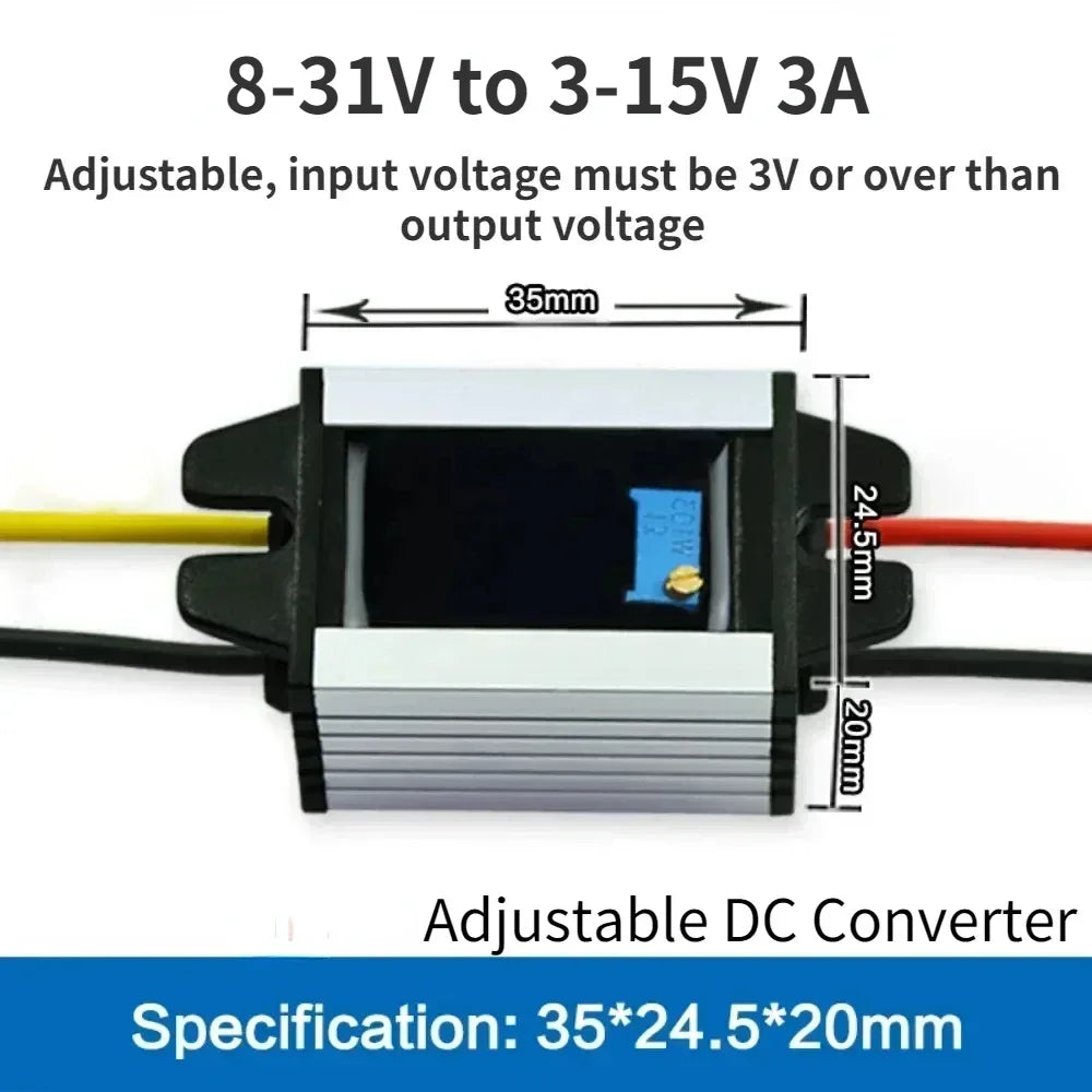 12V24V to 5V 3.3V 3.7V 4.2V 6V 7.5V 9V DC Converter Power Supply Voltage Converter Buck Step-down Module CE Input 8-31V Oasis Select 8-31V to 3-15V 3A