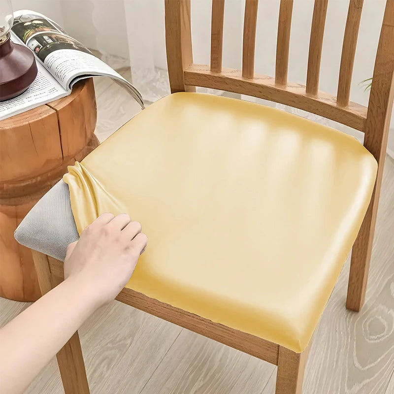1PCS Waterproof PU Leather Office Chair Seat Covers Removable Solid Color Computer Chair Seat Cushion Covers For Home Office Oasis Select Yellow