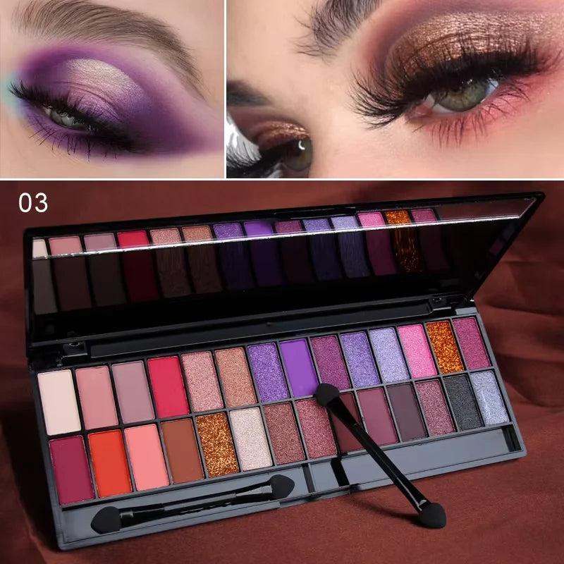 28-Color Eyeshadow Palette | Nude Matte Glitter Earthy Tone Highly Pigmented Waterproof Brown Shimmer | Y2K Valentine's Day Gift Oasis Select 03