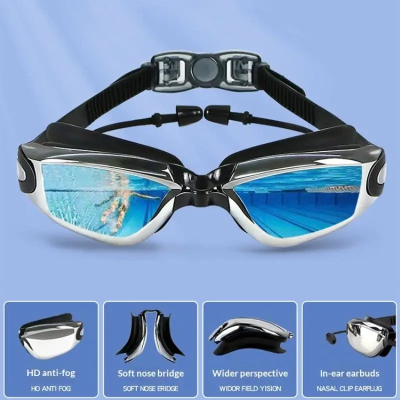 HD Anti-Fog Swimming Goggles, Small Frame Silver Coated Lenses Waterproof Swim Glasses Oasis Select
