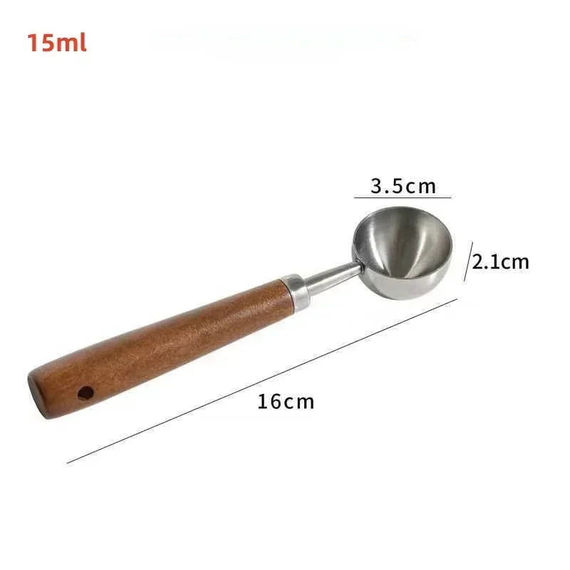 Wooden Measuring Spoon Scoop with Long Handle Bar Kitchen Household Tools High Baking Tool Coffee Powder Measuring Spoon Oasis Select Silver-long-15ml
