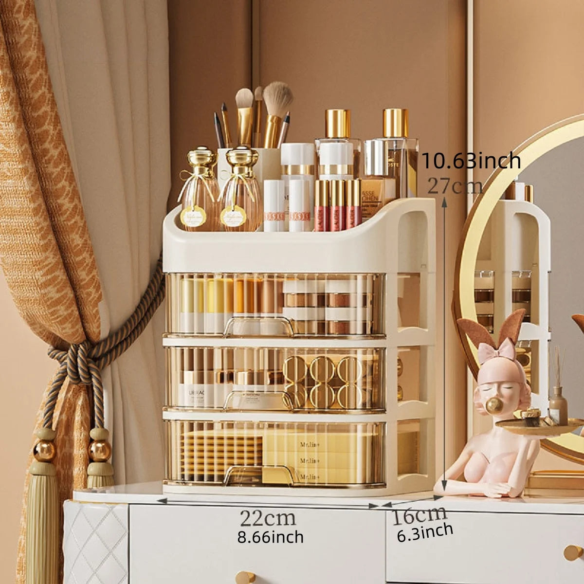 1pc Multi-layer Makeup Storage Box,Cosmetics Storage For Skin Care,Eyeshadow,LotionsLipstick,Great For Dresser,Bathroom,Bedroom Oasis Select 4-layer Storage Box