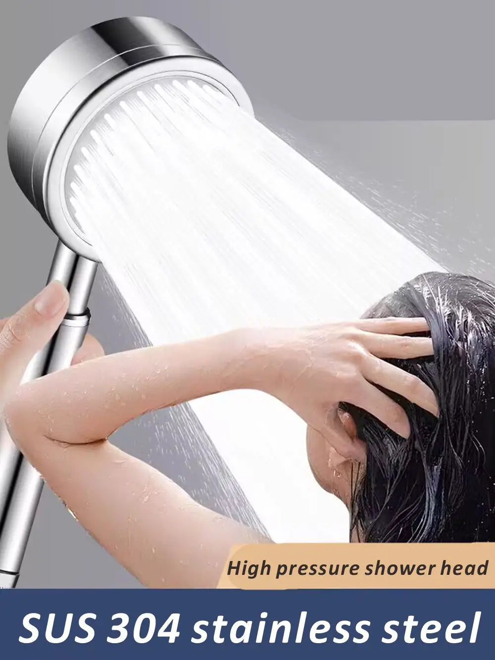 New SUS304 Stainless Steel Bathroom Handheld Shower Head High Pressure Water Saving Sprayer Nozzle Supercharged Rainfall Modes Oasis Select
