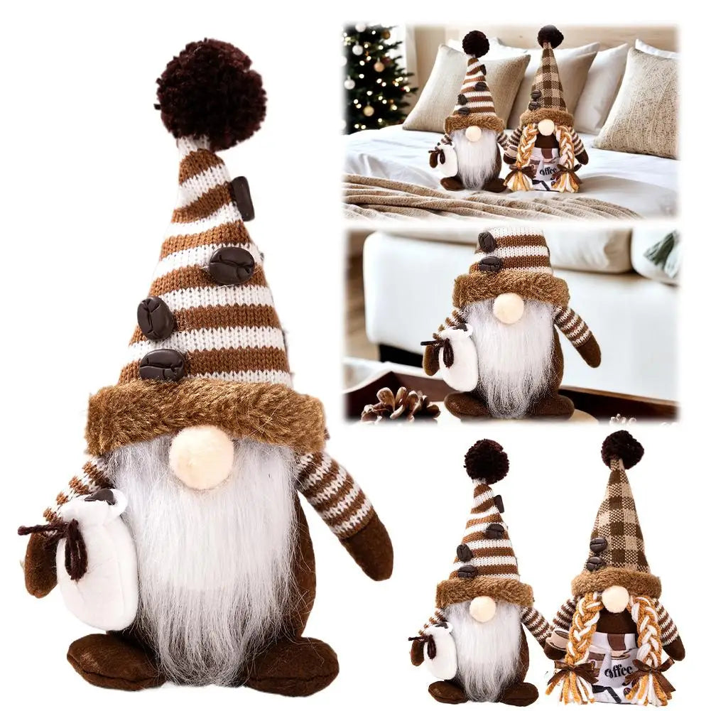 Coffee Gnome Plush Figurine | Cute Faceless Stuffed Doll Decor
