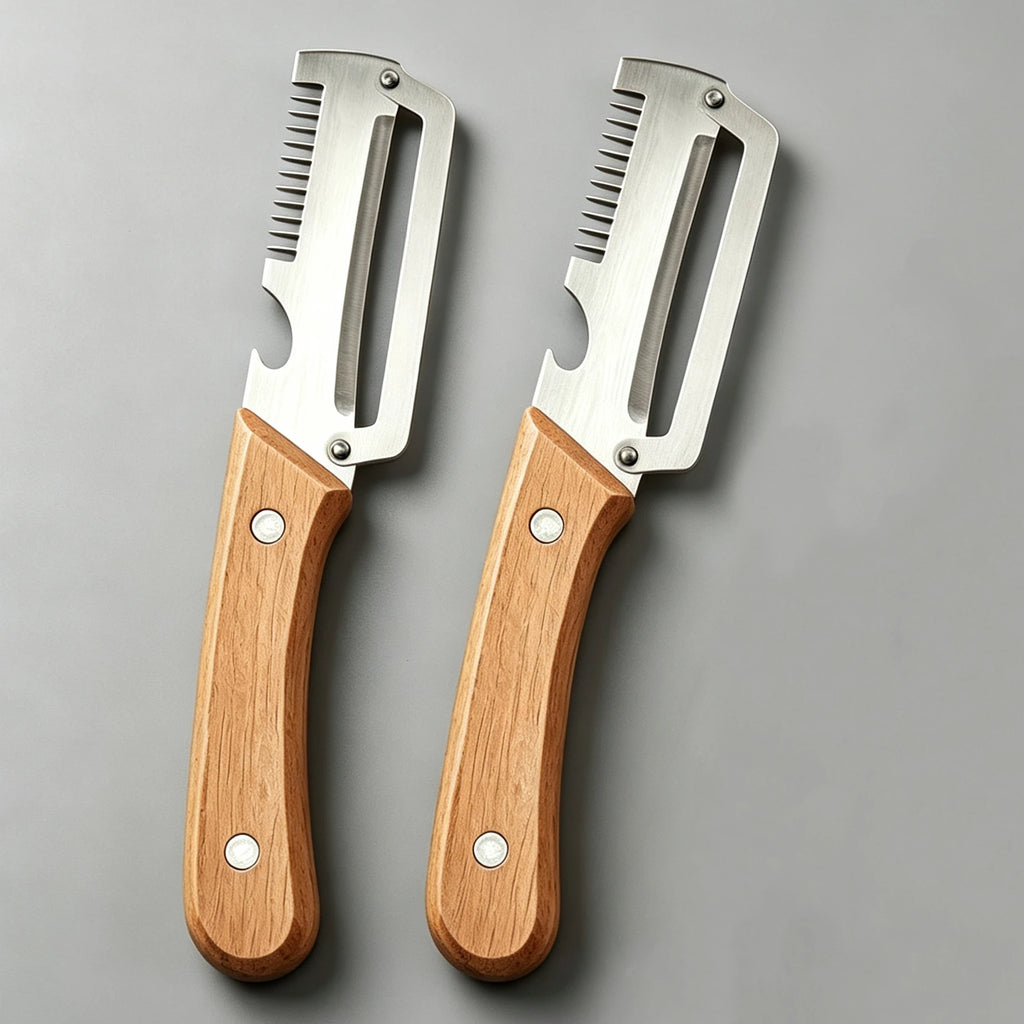 Stainless Steel Peeler with Wooden Handle | Multi-Function Vegetable Peeler Oasis Select 2pcs wooden