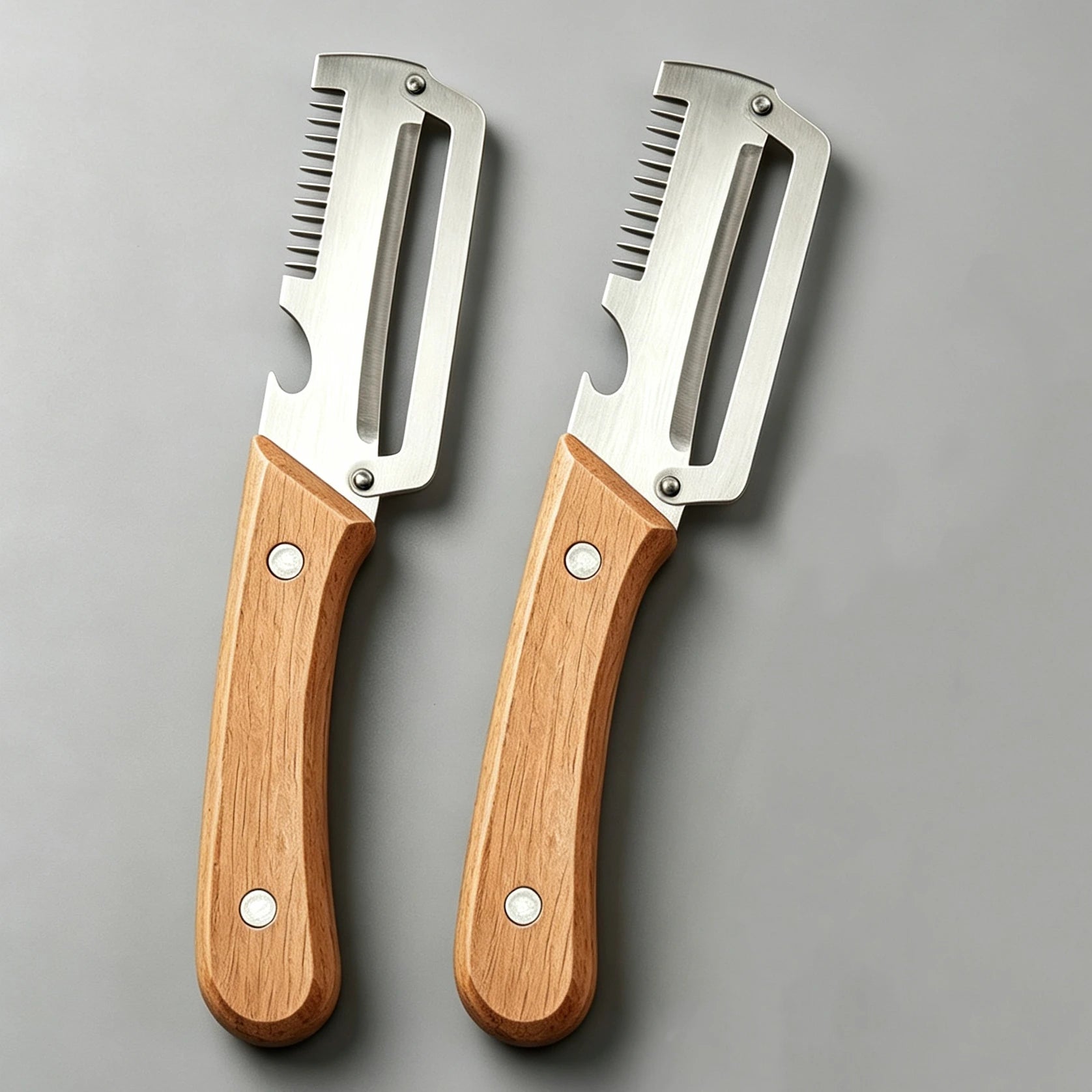 Stainless Steel Peeler with Wooden Handle | Multi-Function Vegetable Peeler Oasis Select 2pcs wooden