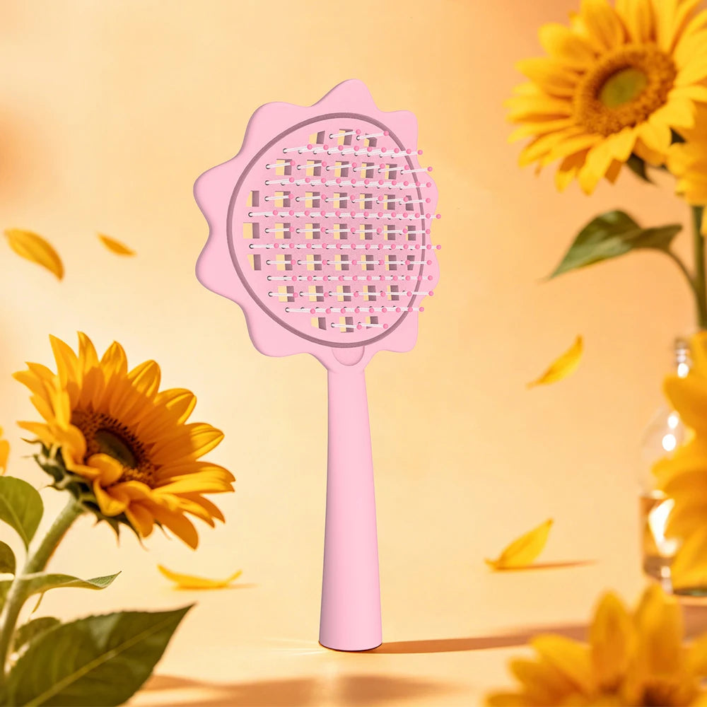 Sunflower Hollow Hair Brush Detangling Comb Scalp Massager Detangling Dry And Wet Use Design Salon Hairdressing Styling Tools Oasis Select M24-x-rose-04