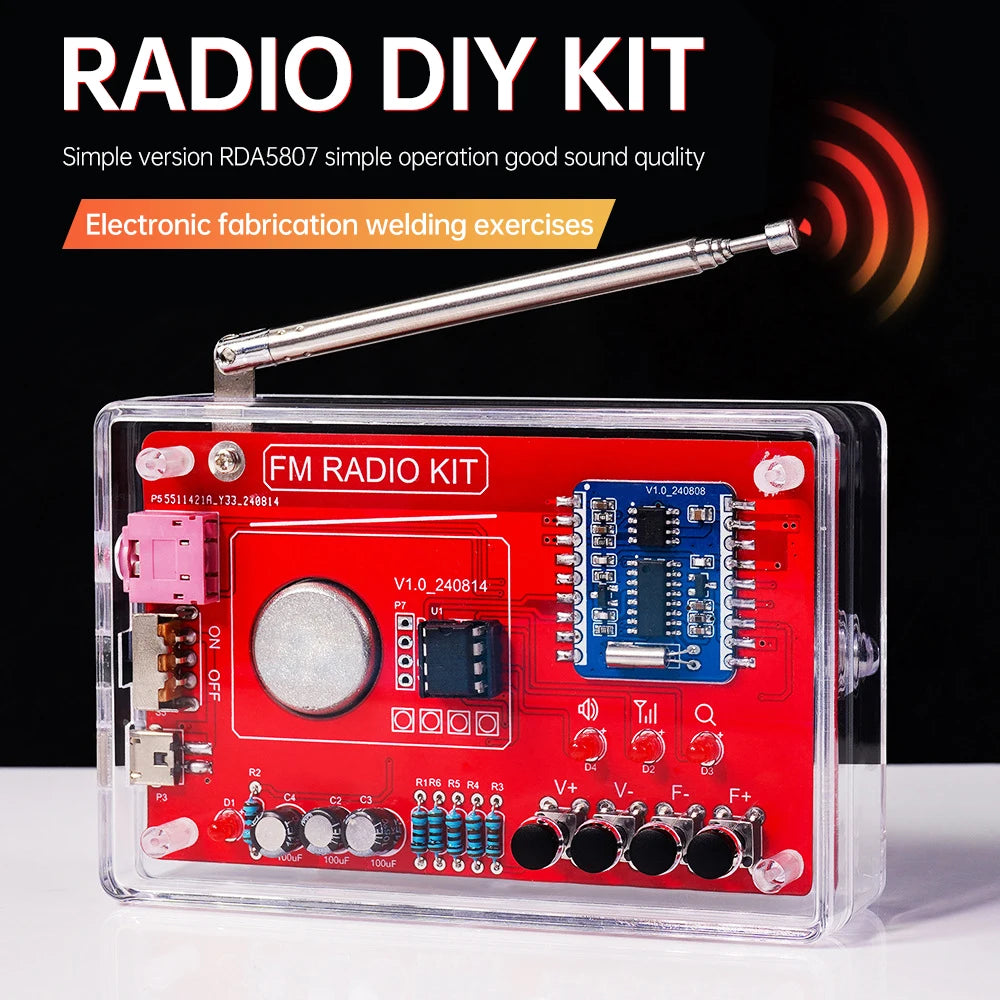 RDA5807 87-108MHZ FM Radio DIY Kit Welding Practice Parts Simple/with Digital Display Micro USB Oasis Select