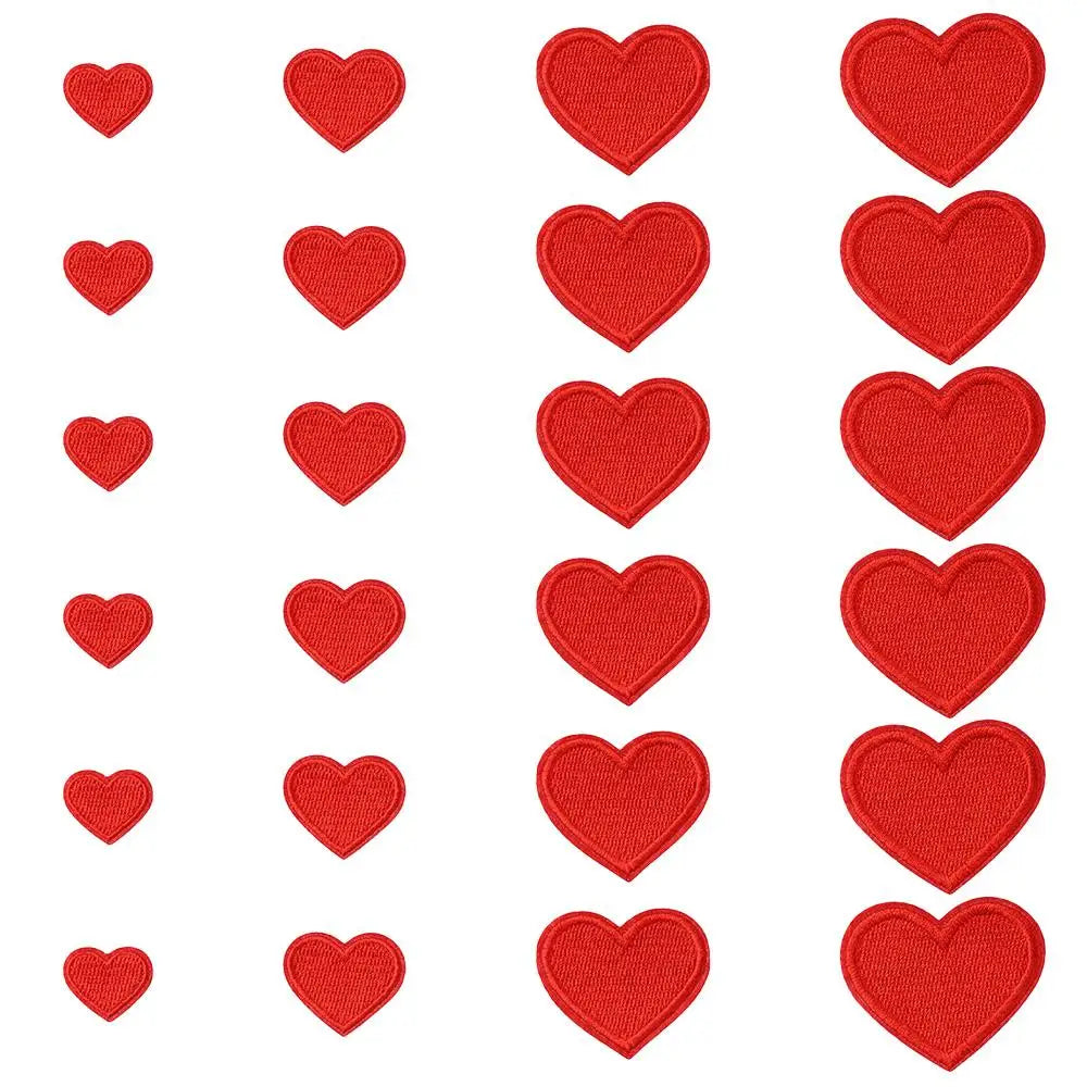 Heart Shape heart patches Red Black embroidered sew on patches heart Mini Heart 4 Sizes iron on heart patches for clothing Oasis Select