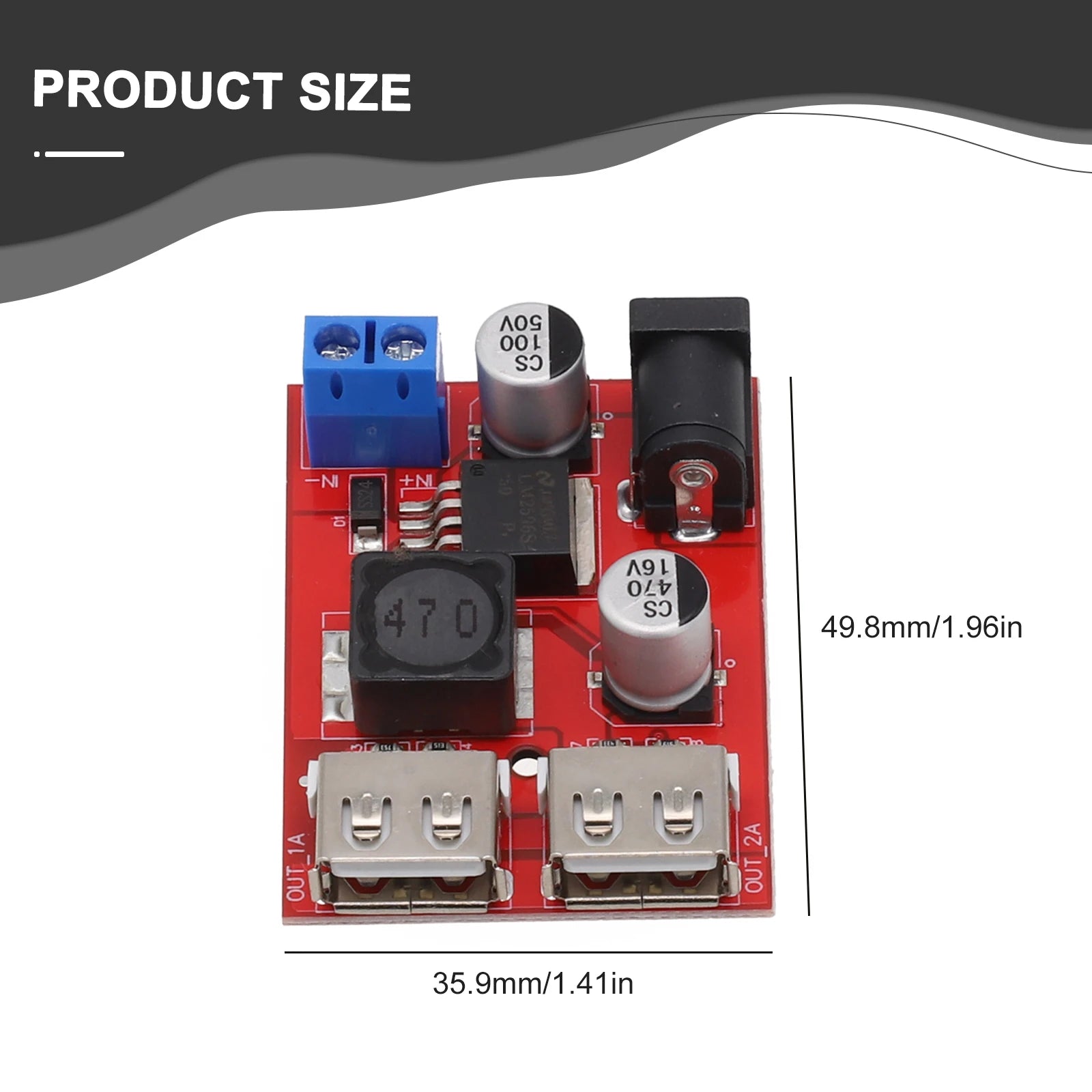 DC 6V-40V To 5V 3A Double USB Charge DC-DC Step-down Converter Module With Wire For Vehicle Solar Controller Charger Oasis Select