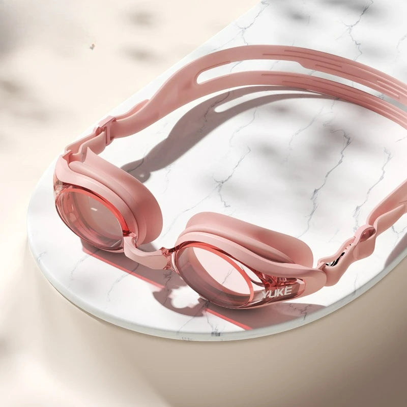 Adults' Anti-Fog HD Swimming Goggles, Waterproof PC Material, Electroplated Lenses, Mid-Frame Design for Professional Training Oasis Select Pink