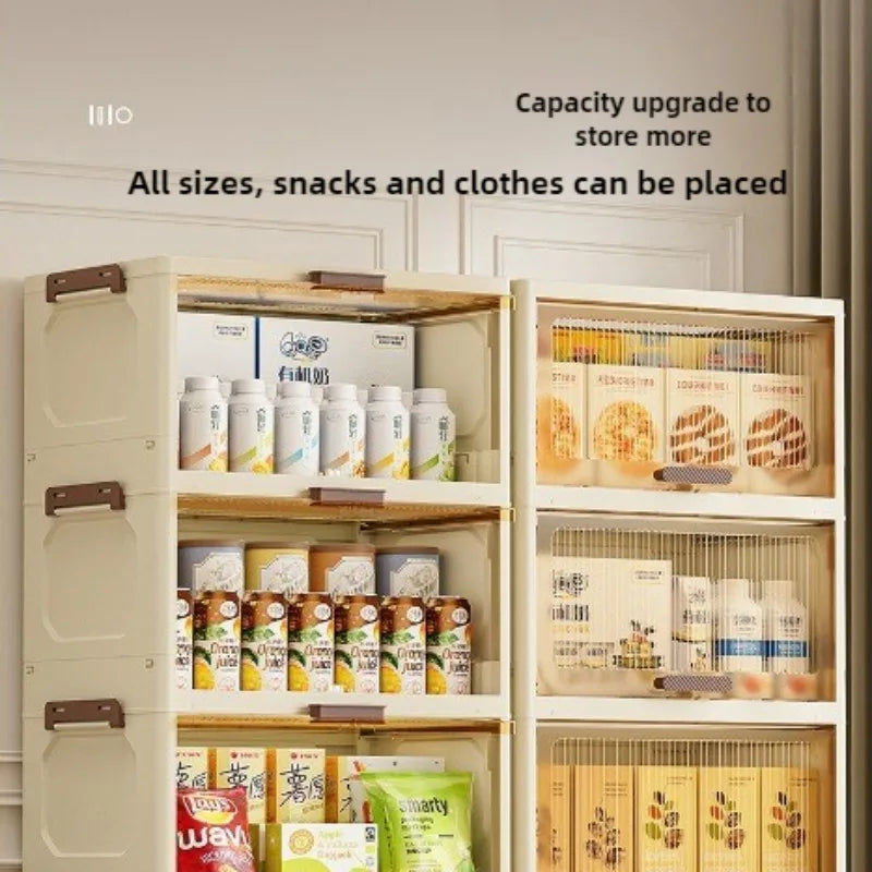 Simple folding storage cabinet Plastic multi-layer bag wardrobe storage box living room storage cabinet Oasis Select