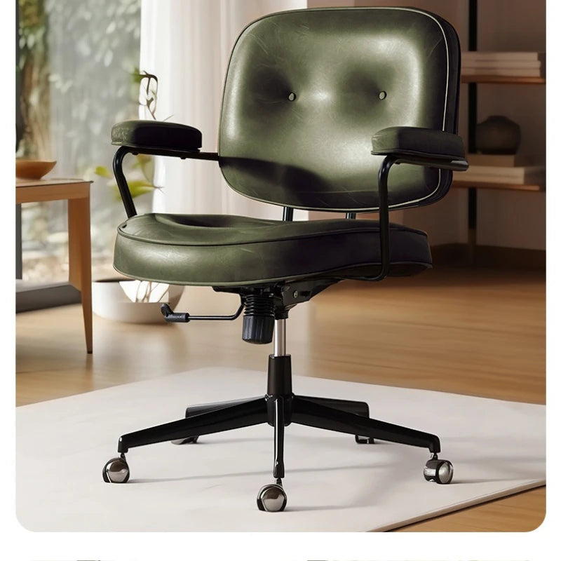 Chair backrest home computer chair study desk chair bedroom rotating seat leather office chair Oasis Select black