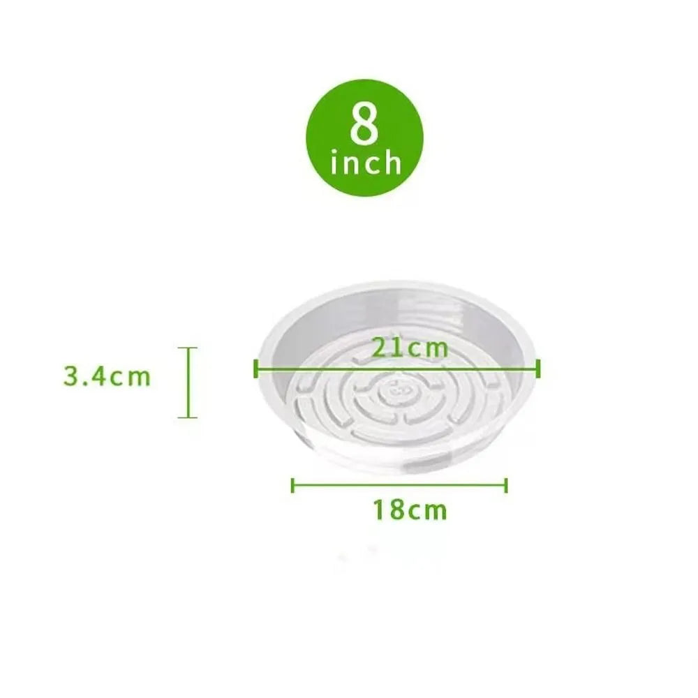 5-Pack Clear Plastic Flower Pot Drip Trays 6/8/10/12 Inch