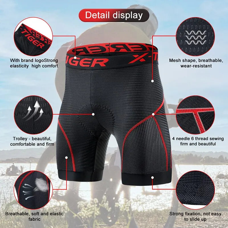 X-TIGER Cycling Shorts Breathable Mesh Cycling Underwear Gel Pad Shockproof MTB Bike Shorts Dropshipping Bicycle Underwear Oasis Select