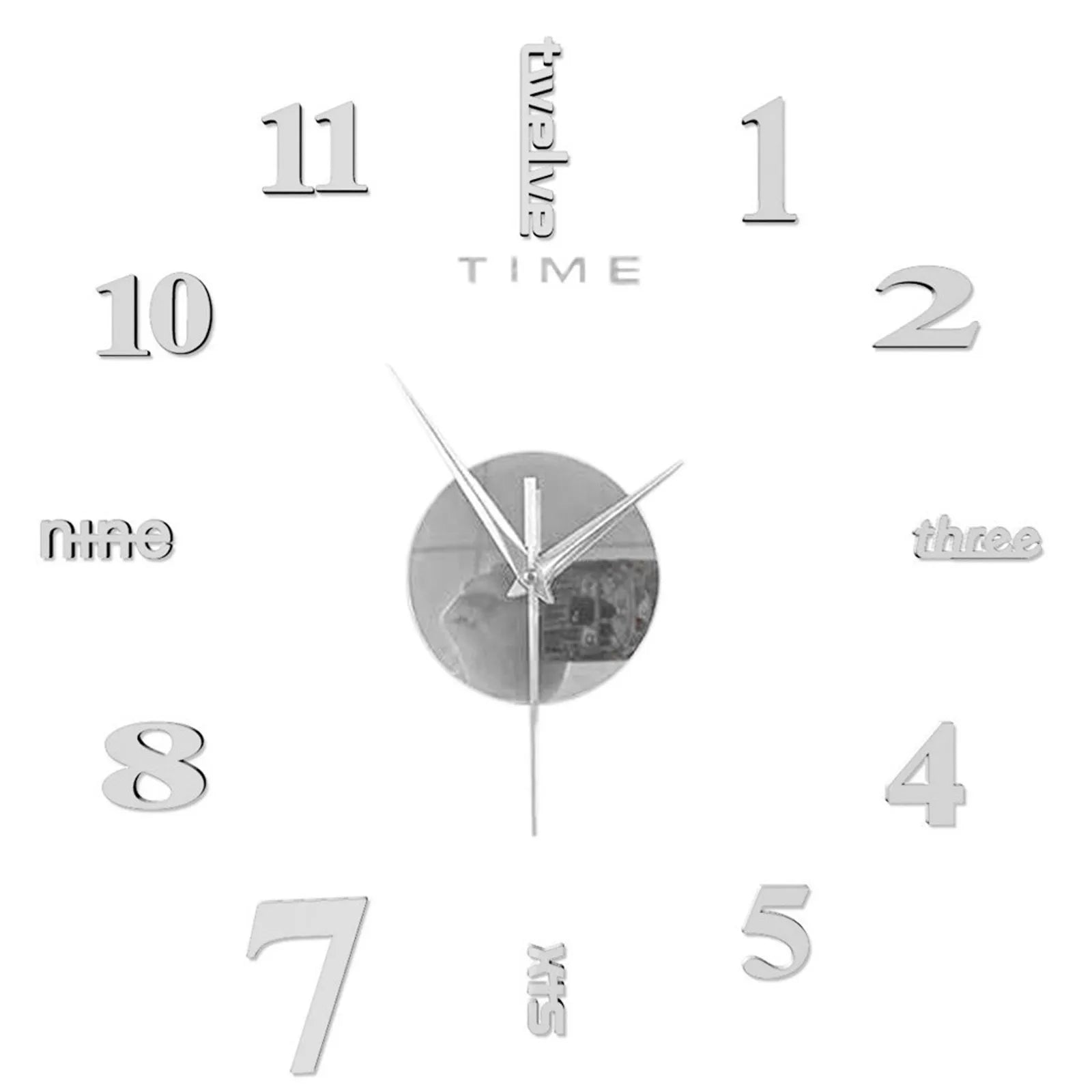 2024 New Creative Wall Clock Living Room DIY Wall Sticker Clock Mute Wall Clock Home Decorate Wall Digital Clock Needle Watch Oasis Select Silver