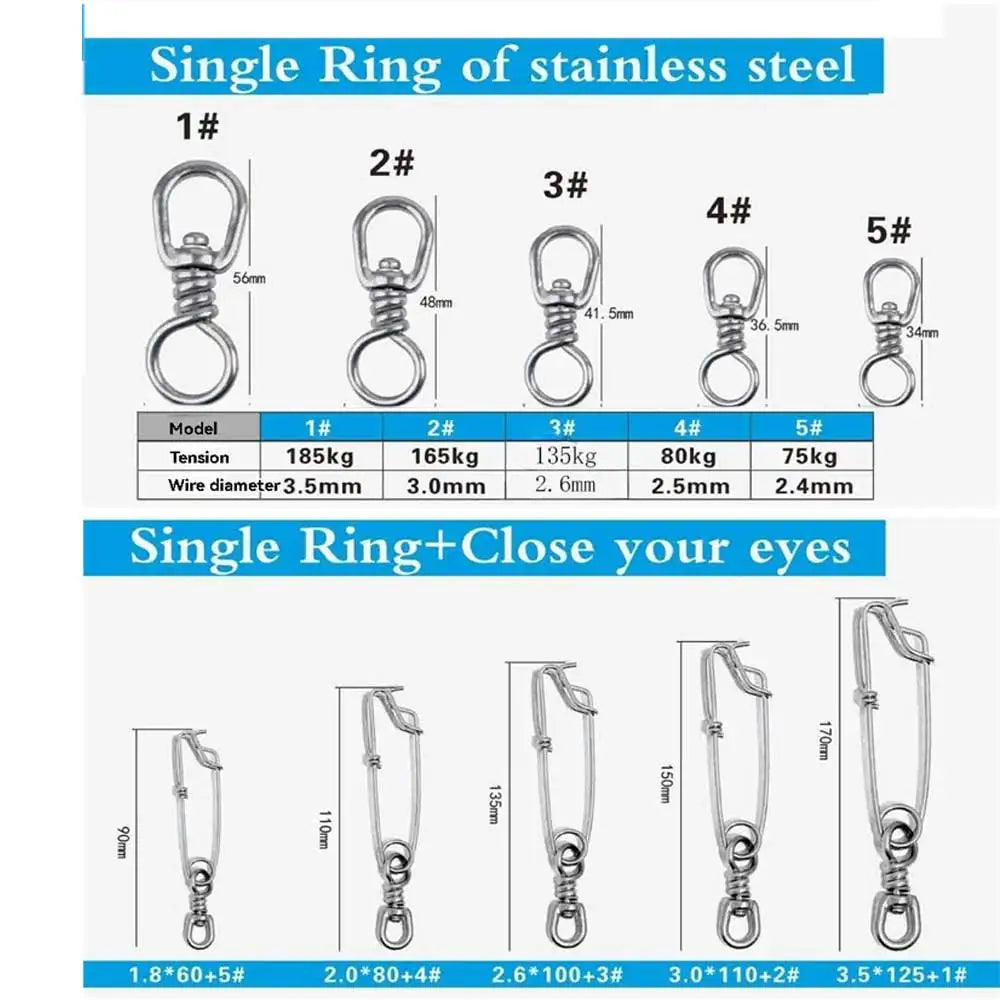 2PCS Stainless Steel Tuna Fishing Clip Snap with B.L Swivel for Spearfishing Long Line Fishing Accessories Fishing Tools Oasis Select