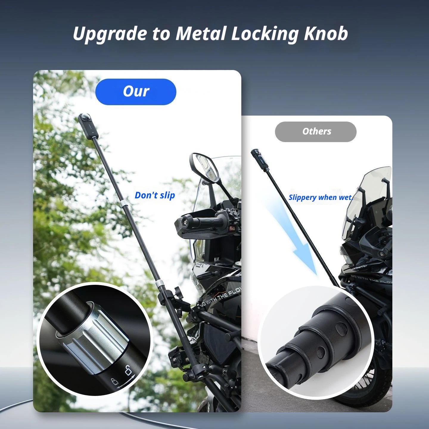 43" Motorcycle Selfie Stick for Insta360 X5/X4 & DJI Osmo