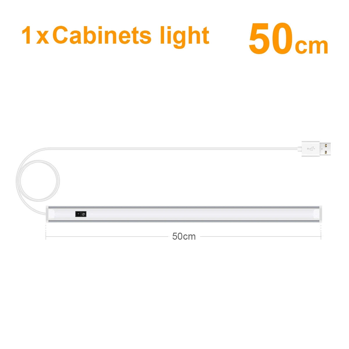 1pcs LED Closet Light with Non-Contact Motion Sensor,USB Lamp Hand Scan Distance 1-6cm,2pcs LED Bar Series Connection Lighting Oasis Select Warm White 1x LED Bar 50CM