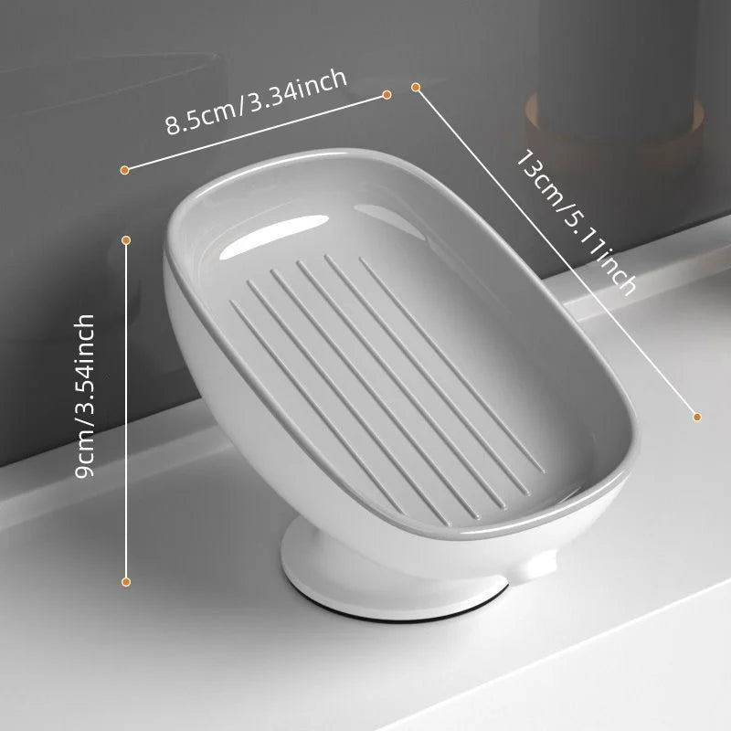 1Pcs Bathroom Soap Dishes Holder Self Draining Soap Box with Super Suction Portable Soap Container for Bathroom Accessories Oasis Select