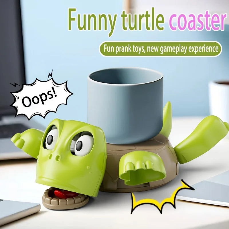 1pc Funny Turtle Coaster with "Oops!" Sound - Interactive Prank Toy for Desk, Novelty Office Home Decoration Gift Oasis Select