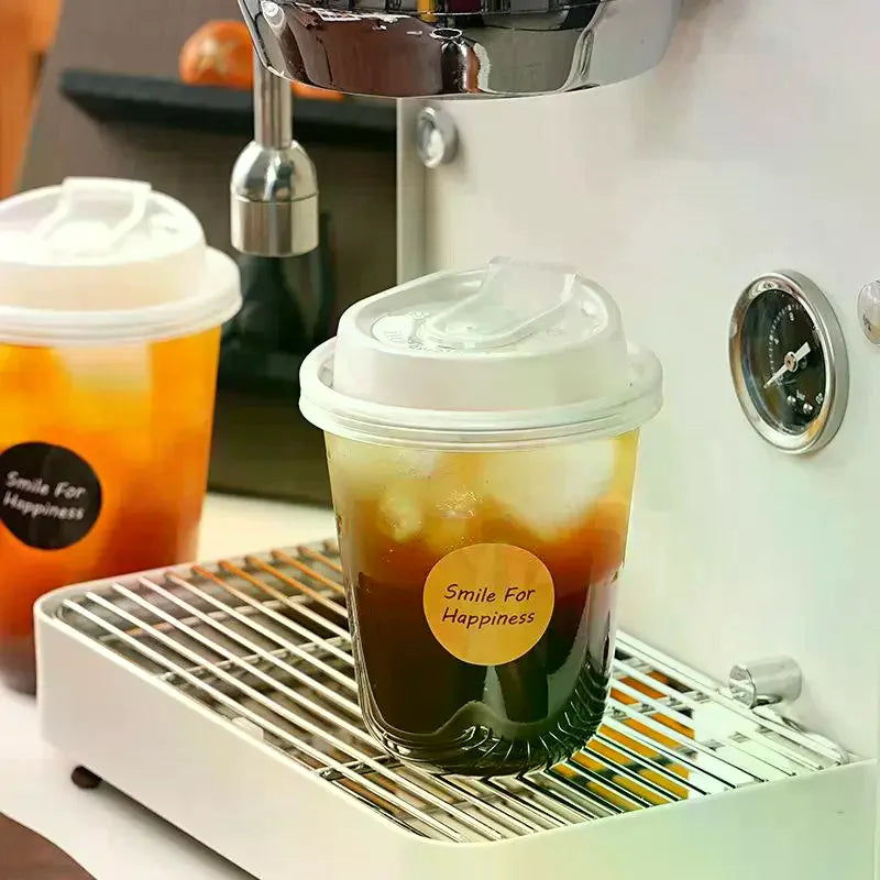 10pcs Transparent Coffee Cups With Lids U-shaped Disposable Cups For Hot Drink Milk Tea Takeaway Beverage Cups Oasis Select