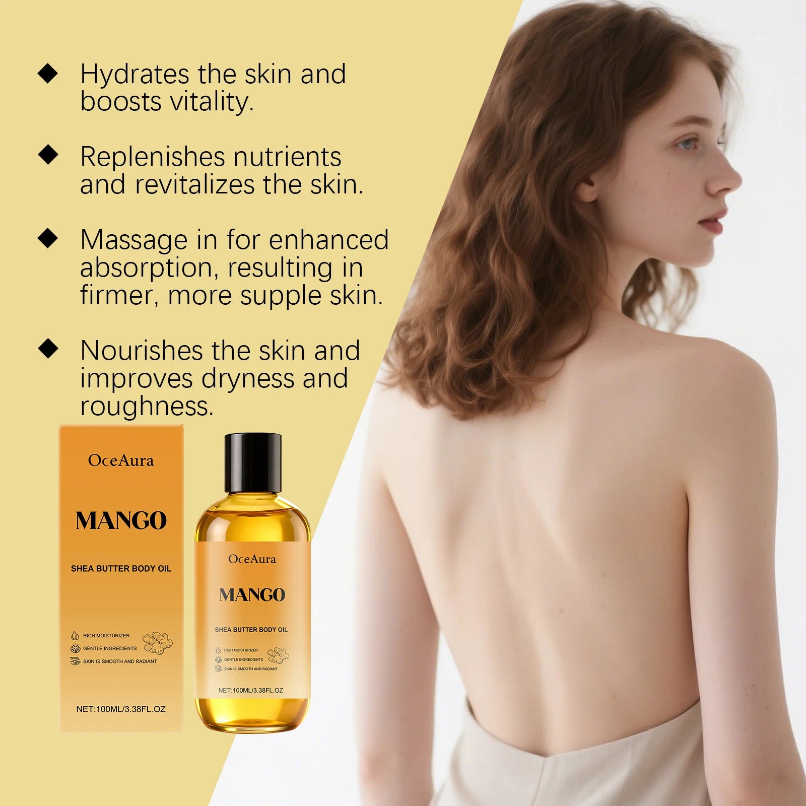 Anti-Aging Mango & Shea Firming Body Oil for Improving Dryness and Roughness Nourishing and Moisturizing Body Skin Skincare Oil Oasis Select