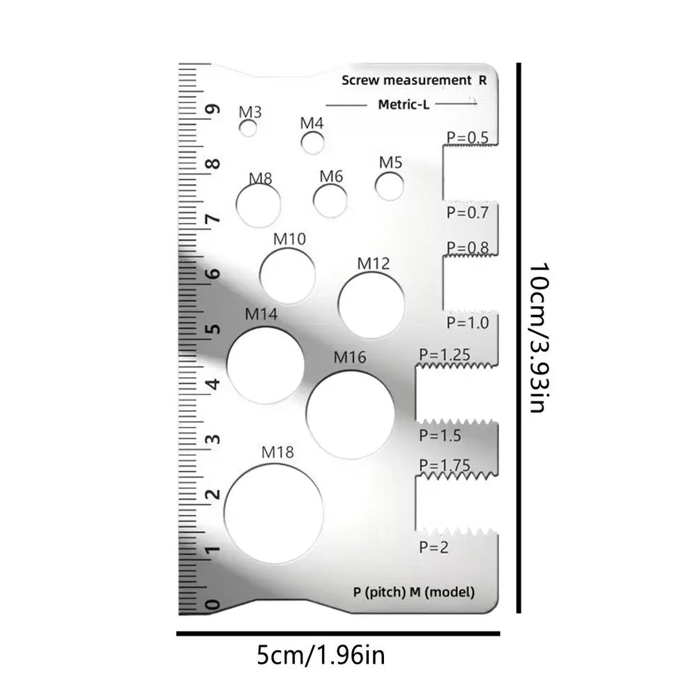 Thread Checker Bolt and Nut Gauge Stainless Steel Screw Sizing Tool for Woodworking Carpenters Engineers Construction Site Oasis Select Grey