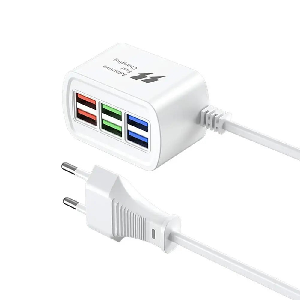 6-port USB Power Strip Charger Desktop Charging Station Portable Travel USB Charging Socket Adapter For IPhone 16 17 For Android Oasis Select EU