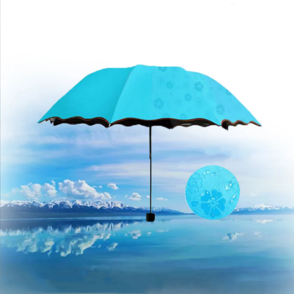 Magic Folding Umbrella with Rainwater Pattern Windproof and Sunshade Umbrella Outdoor Sports UV Protection Umbrella Oasis Select