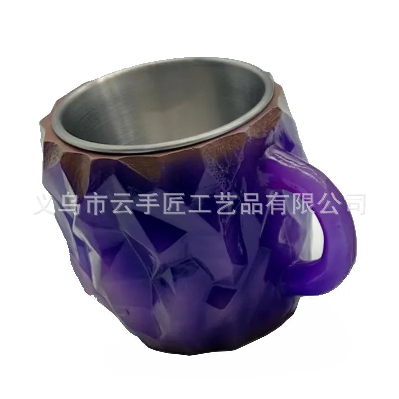 Fashionable Mineral Crystal Coffee Mugs, Imitation Resin Cups for Tea Coffee, Ideal for Christmas Gift Oasis Select purple