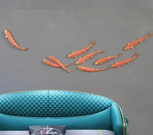 Living Room Background Wall Creative Decoration Wall Hanging Dining Room Wall Decoration Hanging Fish Oasis Select Indoor red 9 fish
