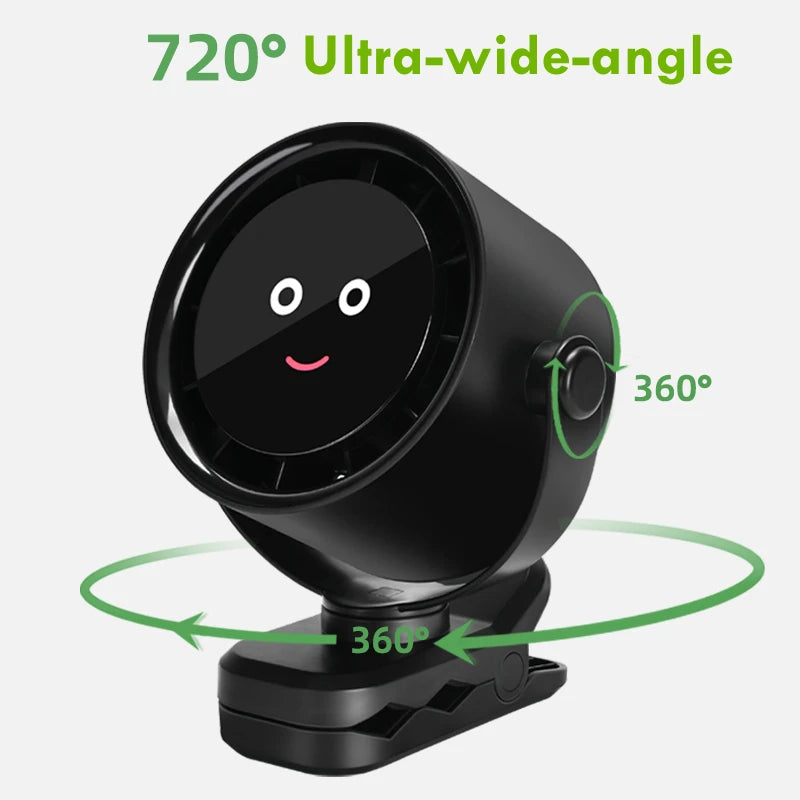 URGGU Smiling Face Clip Fan – USB Rechargeable, 5 Speeds