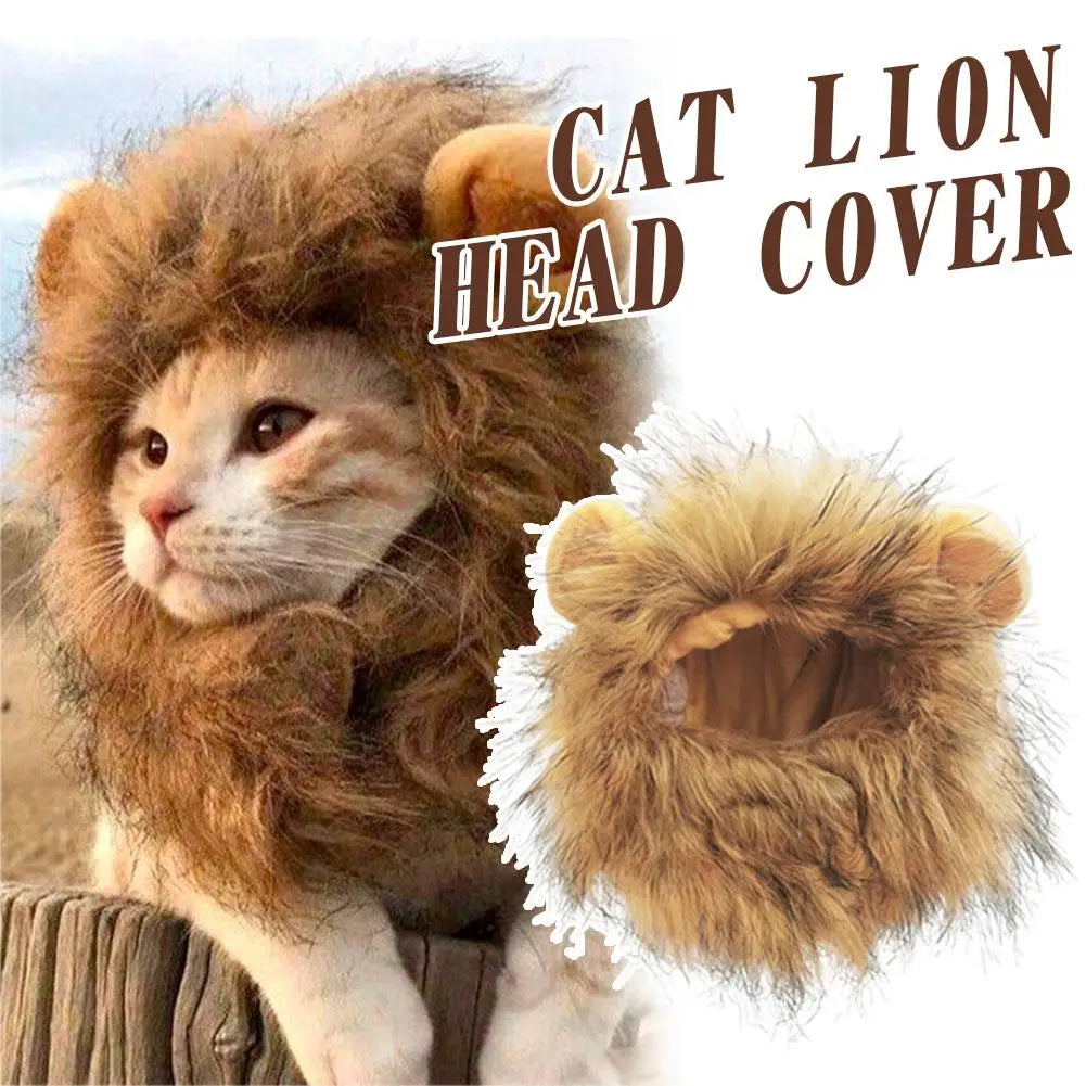 Cat Hairpiece Humorous Lion Mane Headgear for Dogs and Cats Adjustable Costume Accessories for Fun Dress-up and Play Oasis Select