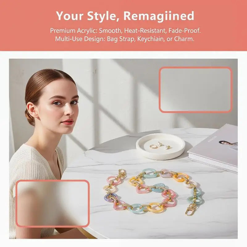 Acrylic Replaceable Detachable Bag Chain Strap Purse Handbag Bag Straps Resin Crossbody Shoulder Bag Diy Accessories Oasis Select