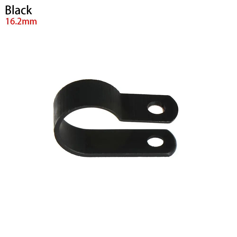 100PCS R-Type Nylon Cable Clamp Plastic P Clips Black Nylon Fasteners Cable Mounting Fix Hardware Electrical Fittings Durable Oasis Select black-16.2mm