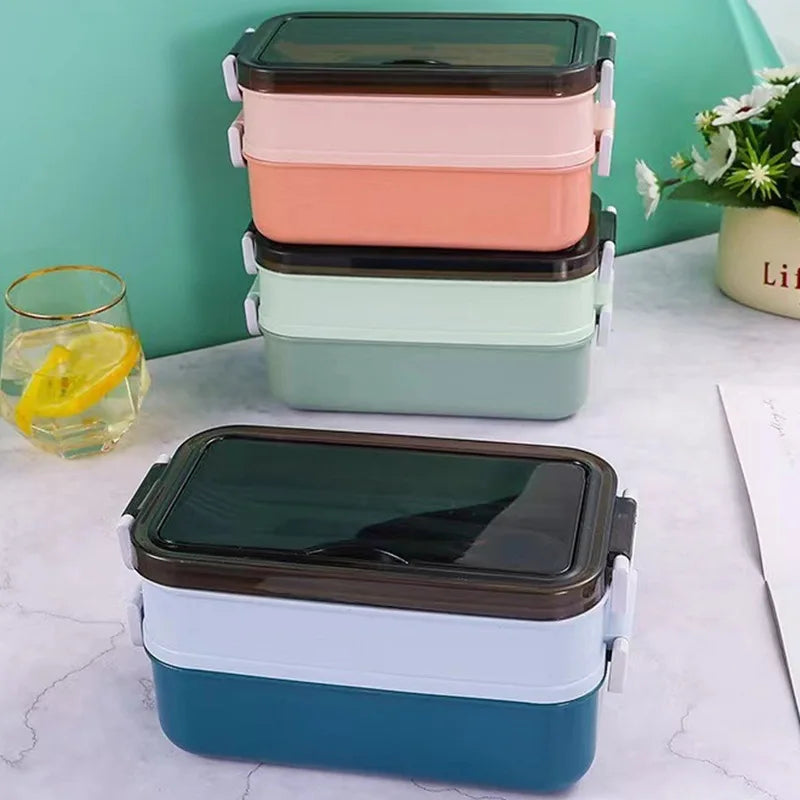 3-Layer Bento Lunch Box – Leakproof, Microwave Safe + Utensils Bento Lunch Box Oasis Select