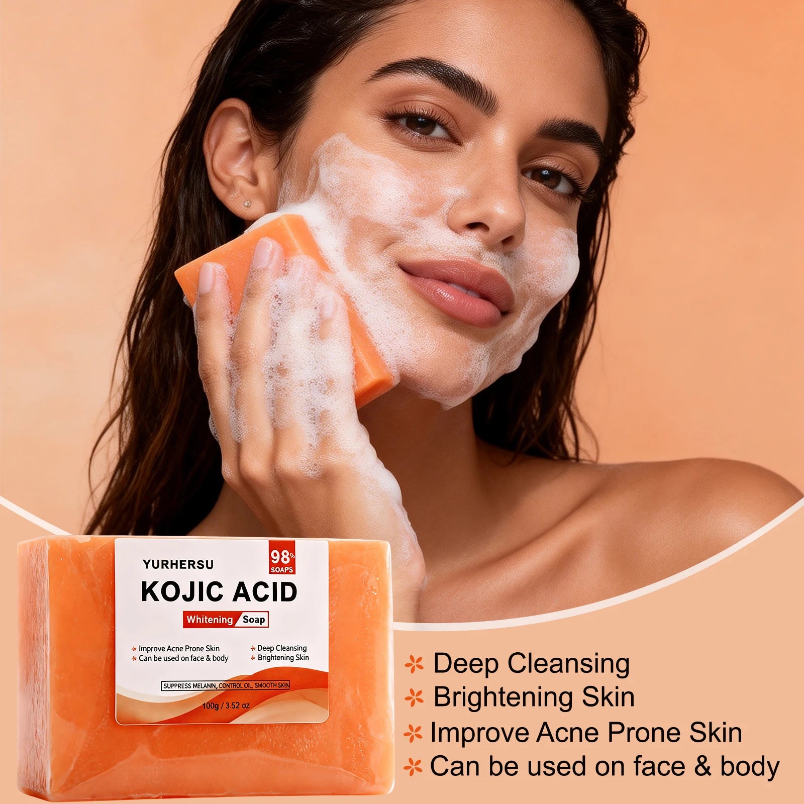 Kojic Acid Brightening Face Soap – Natural Moisturizing Cleanser Brightening Facial Soap Oasis Select