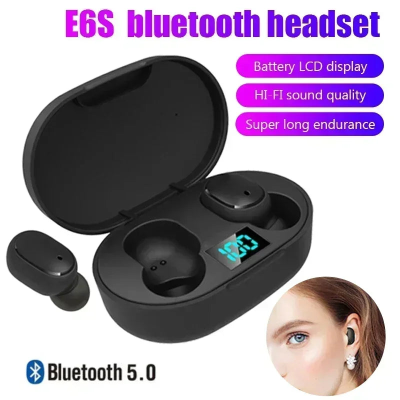E6S Wireless Bluetooth Earphones TWS Bluetooth Headset Wireless Earbuds Noise Cancelling Earphones with Microphone Headphones Oasis Select