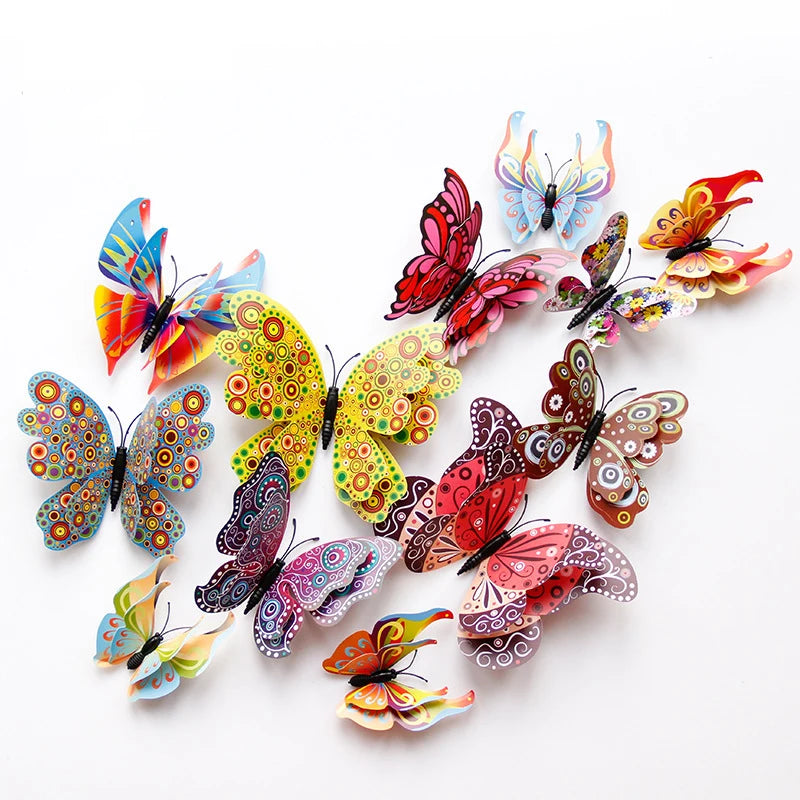 New 12/24pcs 3D Butterfly Wall Stickers Home Christmas Wedding Decoration Photography Props Magnetic Refrigerator Magnets Oasis Select