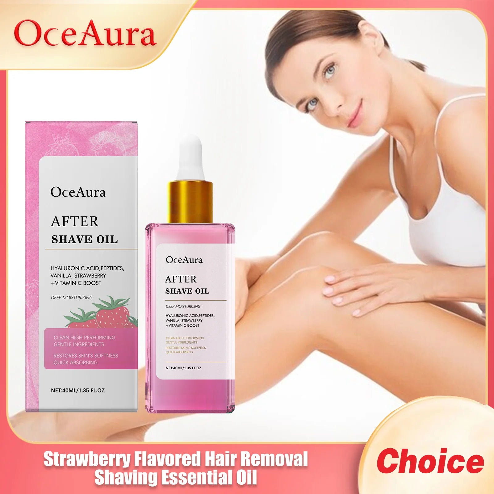 Oceaura Strawberry Scent Hair Removal Soothing Oil After Shaving Nourishing Inhibit Hair Growth Maintain Smooth Body Care Oils Oasis Select