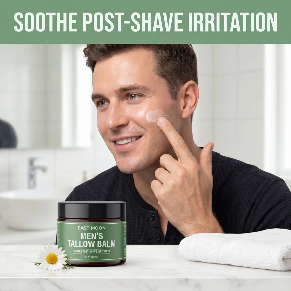 Men’s Tallow Balm Moisturizing Face Cream Non Greasy Soothing Brighten Daily Skin Care Post Shave Lightweight Fast Absorbing Oasis Select