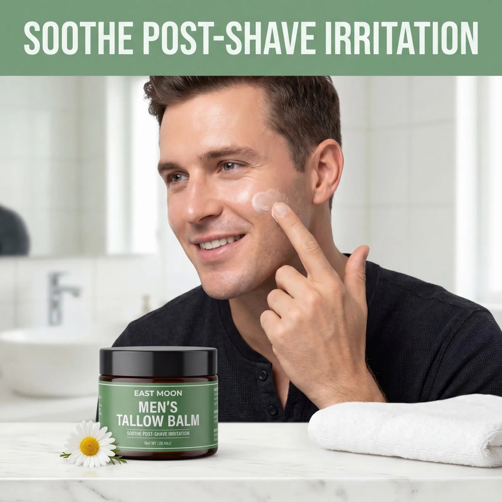 Men’s Tallow Balm Moisturizing Face Cream Non Greasy Soothing Brighten Daily Skin Care Post Shave Lightweight Fast Absorbing Oasis Select