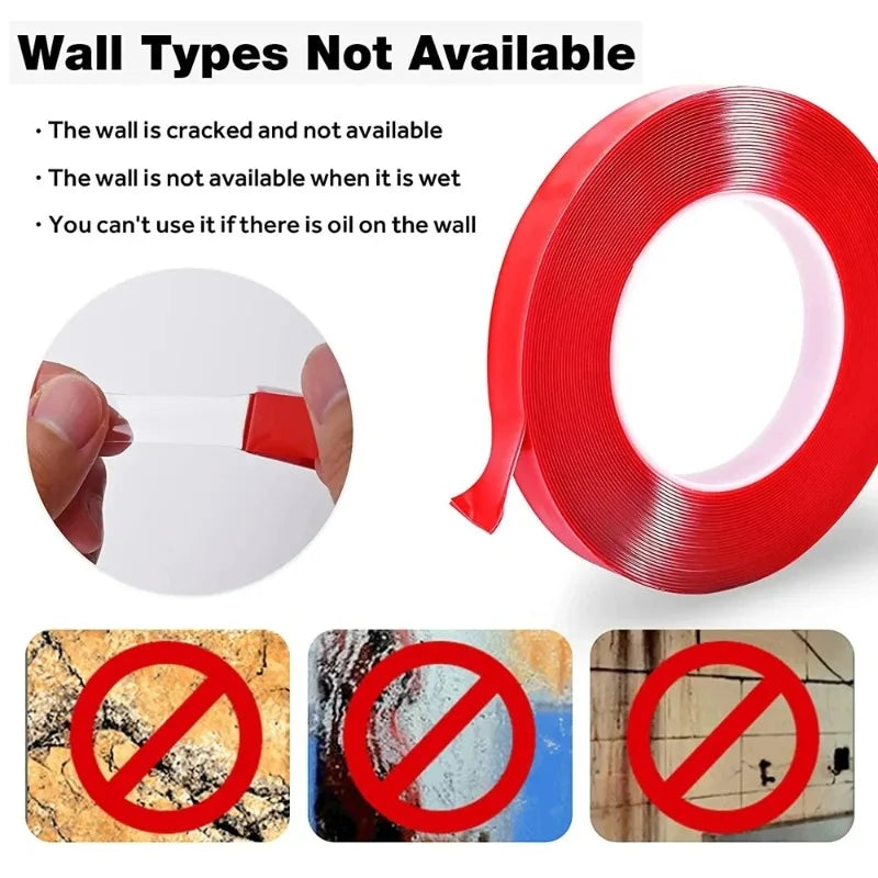 Transparent Acrylic Double Sided Tape Heavy Duty Nano Tape Traceless Washable Adhesive Sticker Clear Sticky Power Foam Tapes Oasis Select