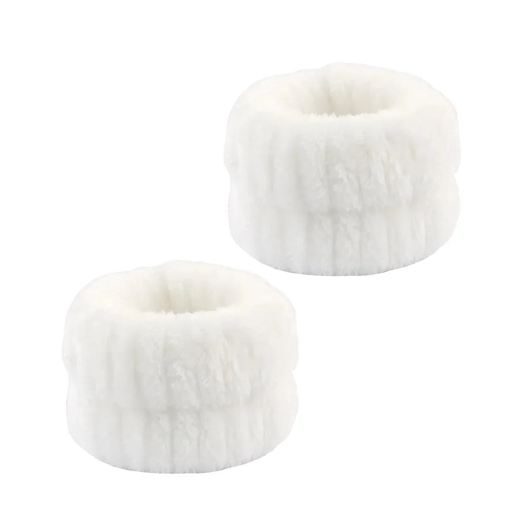 Wash Face Headbands For Women Coral Fleece Hair Bands Cuff Waterproof Bands Absorbent Wristbands Head Band Hair Accessories Set Oasis Select White 2Pcs Coral fleece