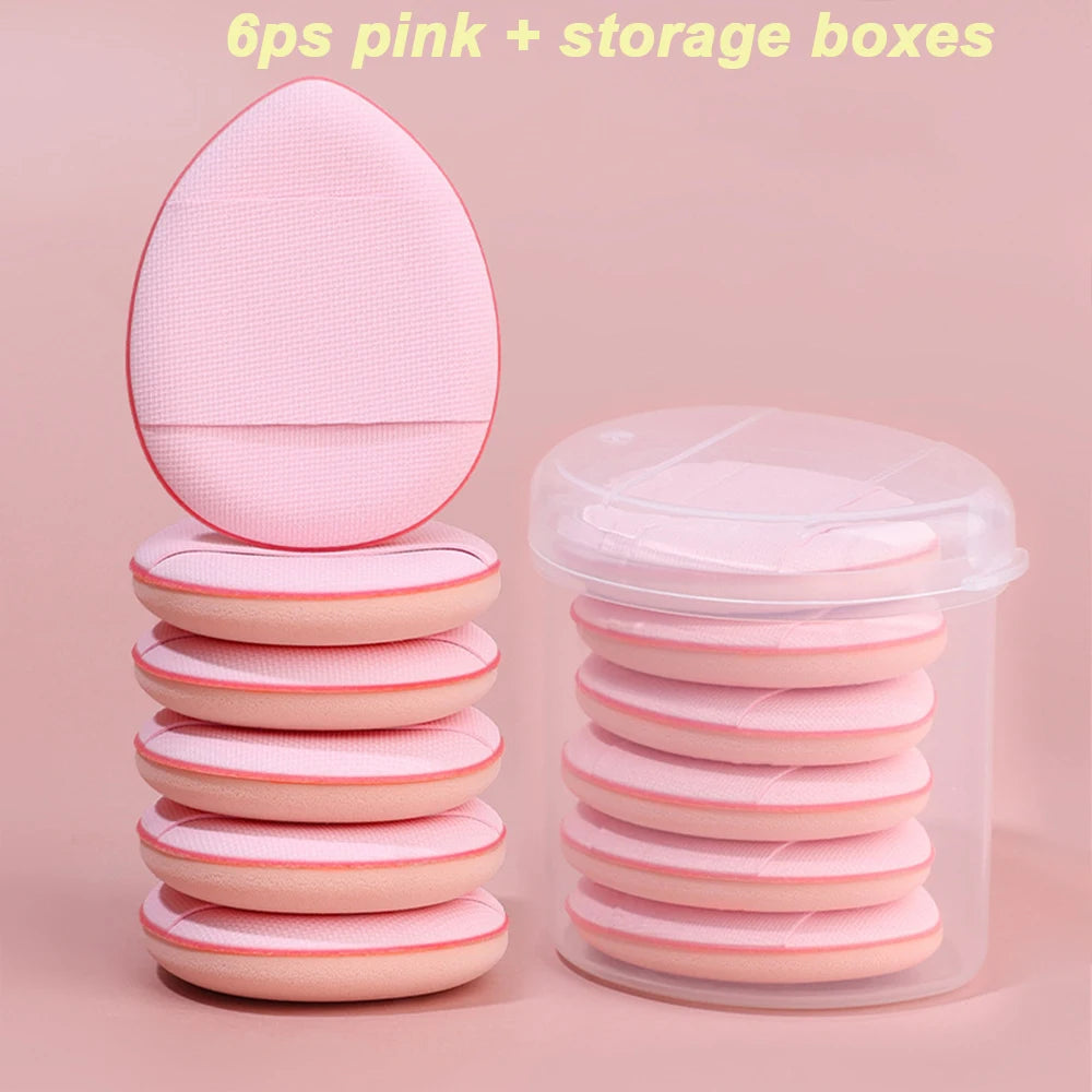 1/6/10Pcs Mini Finger Puff Foundation Small Air Cushion Powder Sponge Face Concealer BB Cream Cosmetic Applicator Makeup Tools Oasis Select 6Pcs pink
