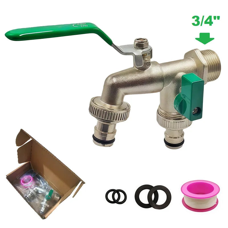One in And Two Out Dual Nipple Faucet with 3/4 Gardening Zinc Alloy Faucet Oasis Select