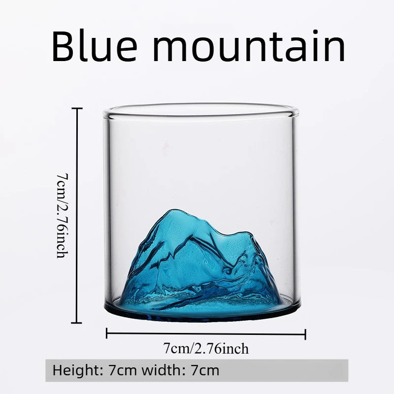 1pcs Transparent Japanese Style Glass Cup Mountain Pattern Tumbler Fashion Drinkware for Party and Daily Use Oasis Select Blue mountain 101-200ml