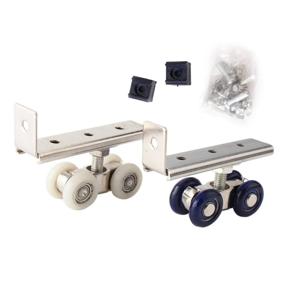 2pcs/set Sliding Door Roller Hardware Slide Doors Pulley 4 Wheels Home Room Wood Door Hanging Wheels Rail Track Pulley Oasis Select